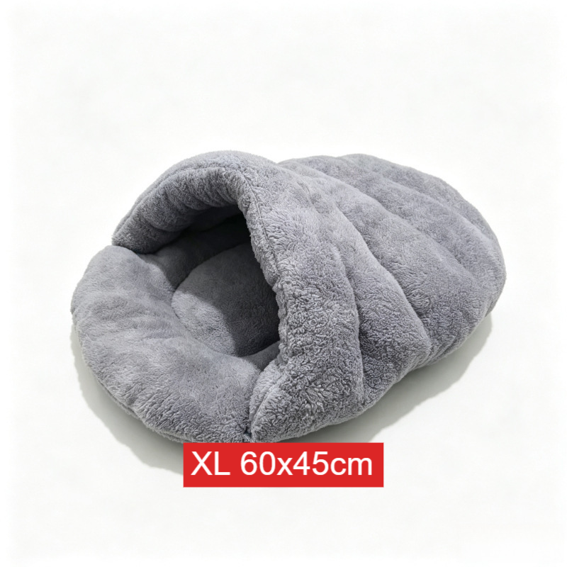 Semi-Enclosed Plush Cat Bed House