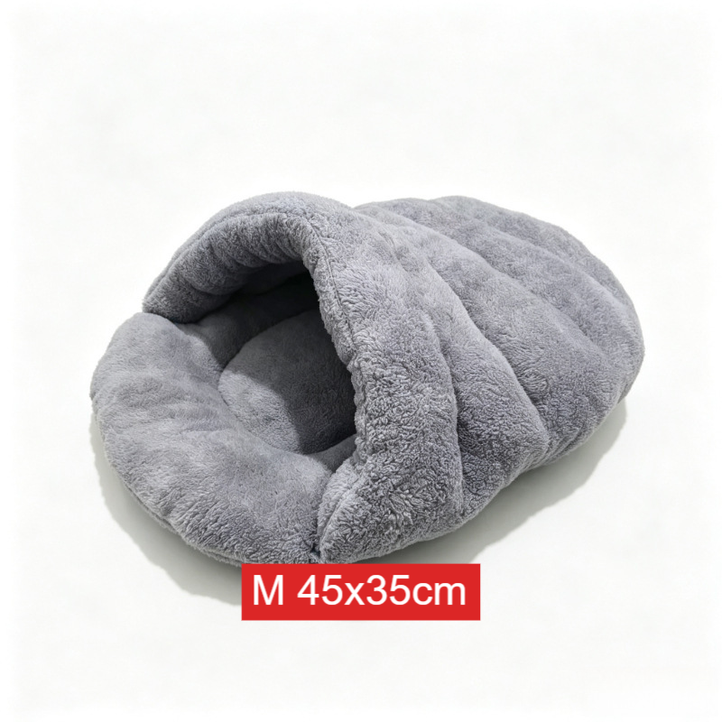 Semi-Enclosed Plush Cat Bed House