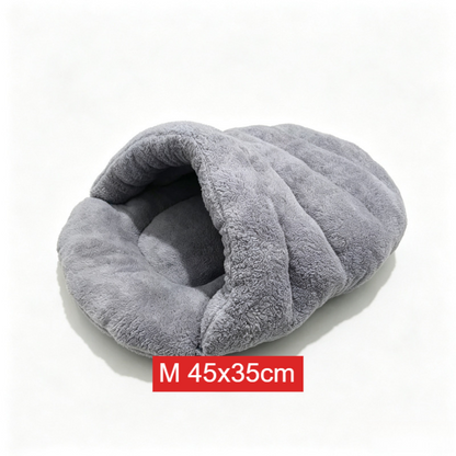 Semi-Enclosed Plush Cat Bed House