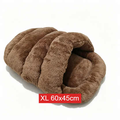 Semi-Enclosed Plush Cat Bed House