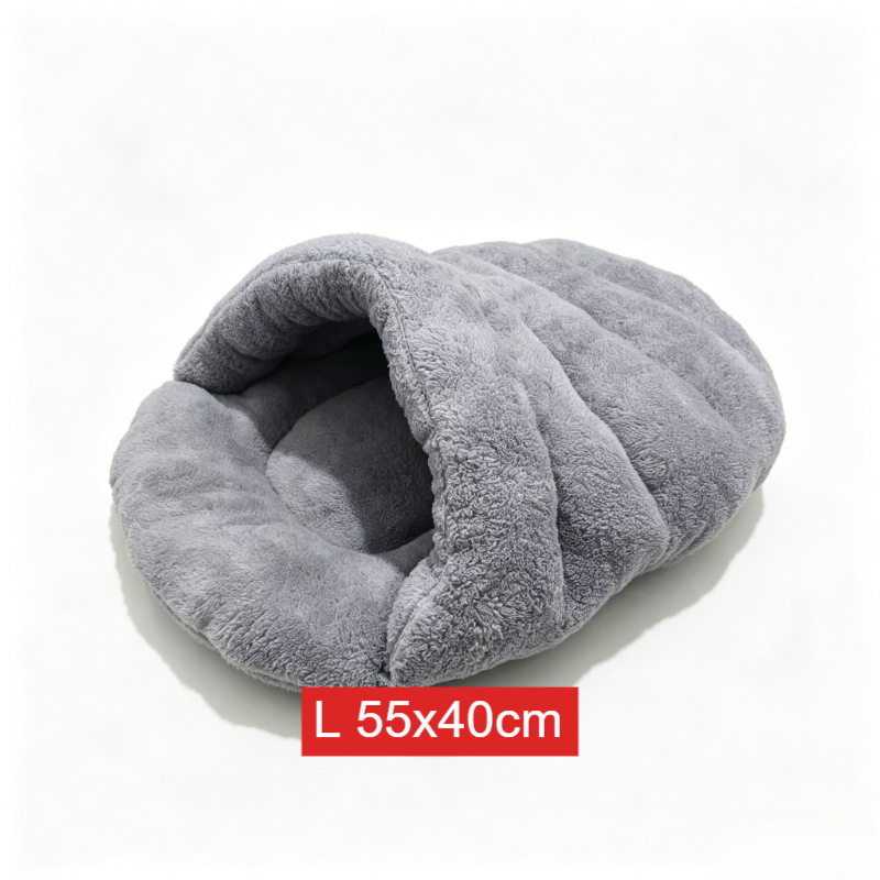 Semi-Enclosed Plush Cat Bed House