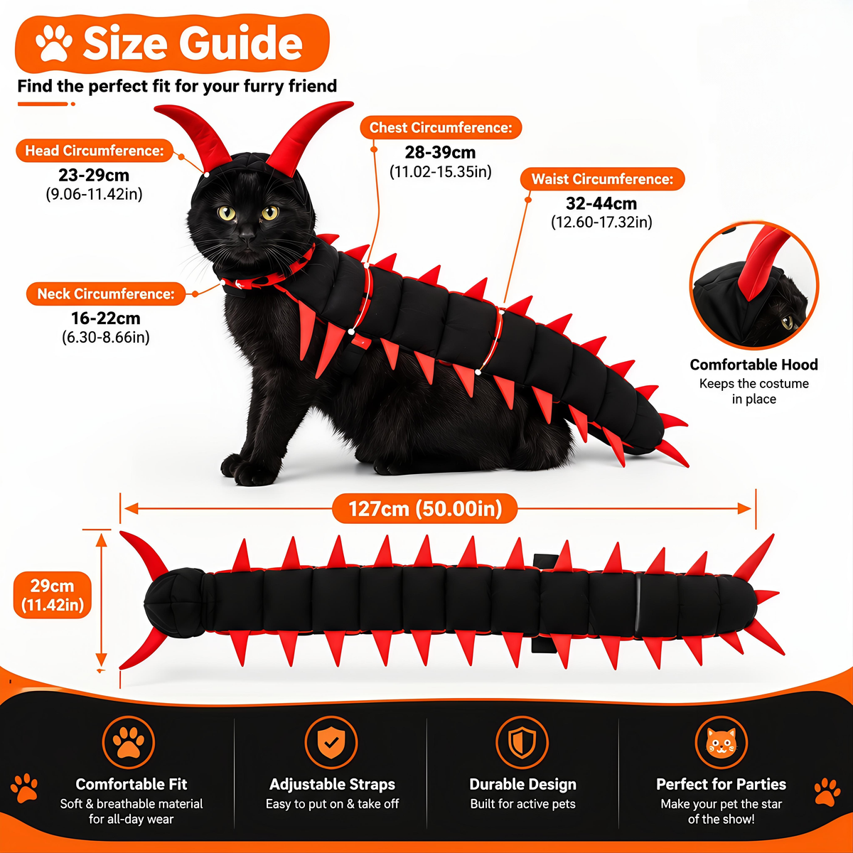 Disfraz Centípedo para Gatos Catboo™ | Peluche Suave y Ajuste Regulable
